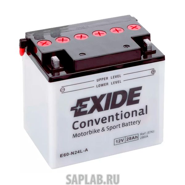 Купить EXIDE E60N24LA Аккумулятор Мото 12в 28ач 280а 184х124х169 Мм EXIDE