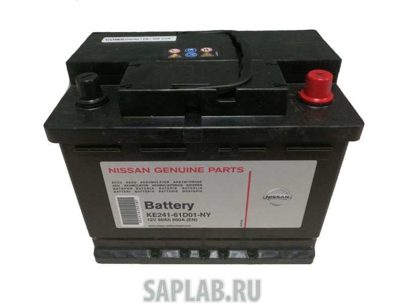 Купить NISSAN KE24161D01NY Аккумулятор NISSAN 60 А/ч обратная R+ EN600 А 242x175x190 KE241-61D01-NY