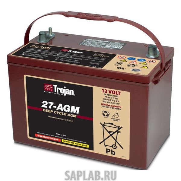 Купить TROJAN 27AGM Аккумулятор TROJAN 27-AGM 12V 89A (306х174х221)