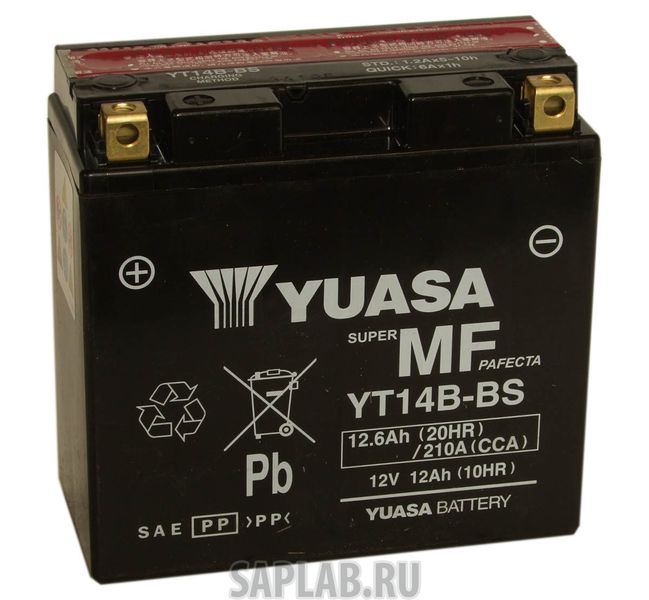 Купить YUASA YT14BBS Аккумулятор Yuasa YT14B-BS 12В 12Ач 210CCA 150x70x145 мм Прямая (+-)