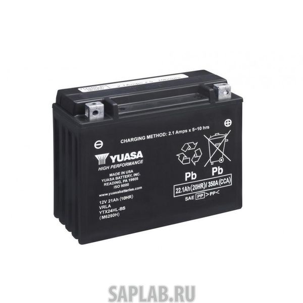 Купить YUASA YTX24HLBS Аккумулятор Yuasa YTX24HL-BS 12В 21Ач 350CCA 205x87x162 мм Обратная (-+)