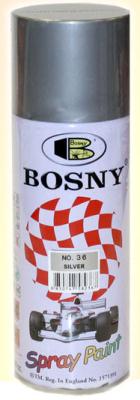 Купить Bosny 36 Краска акриловая (серебро) аэрозоль 400мл