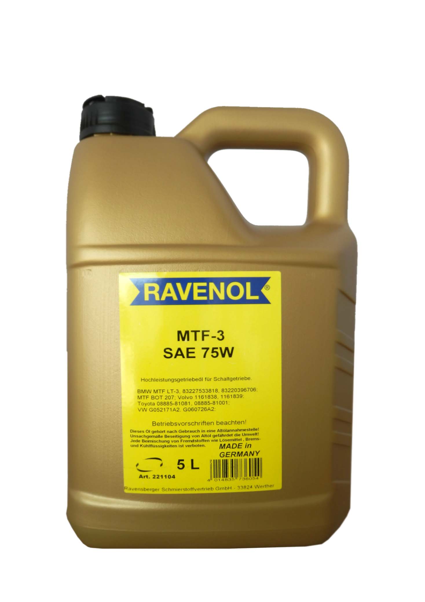 Купить Ravenol 4014835736054 Трансмиссионное масло  MTF -3 SAE 75W ( 5л)