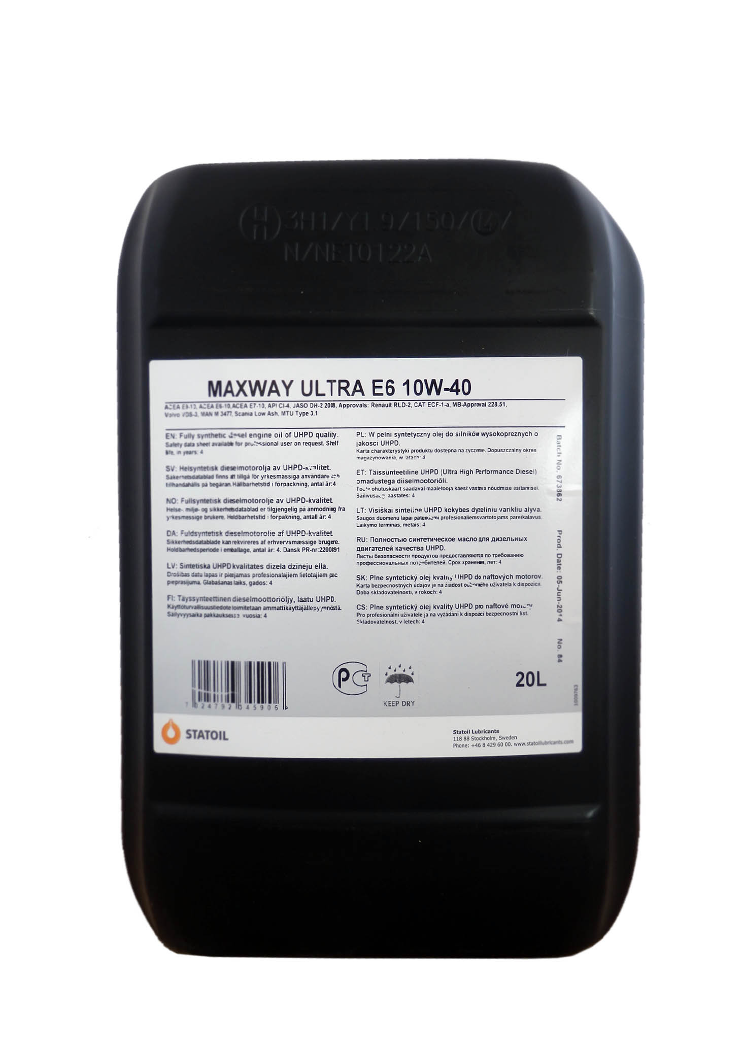 Купить Statoil 1001037 MaxWay Ultra E6 SAE 10W-40 (20л)