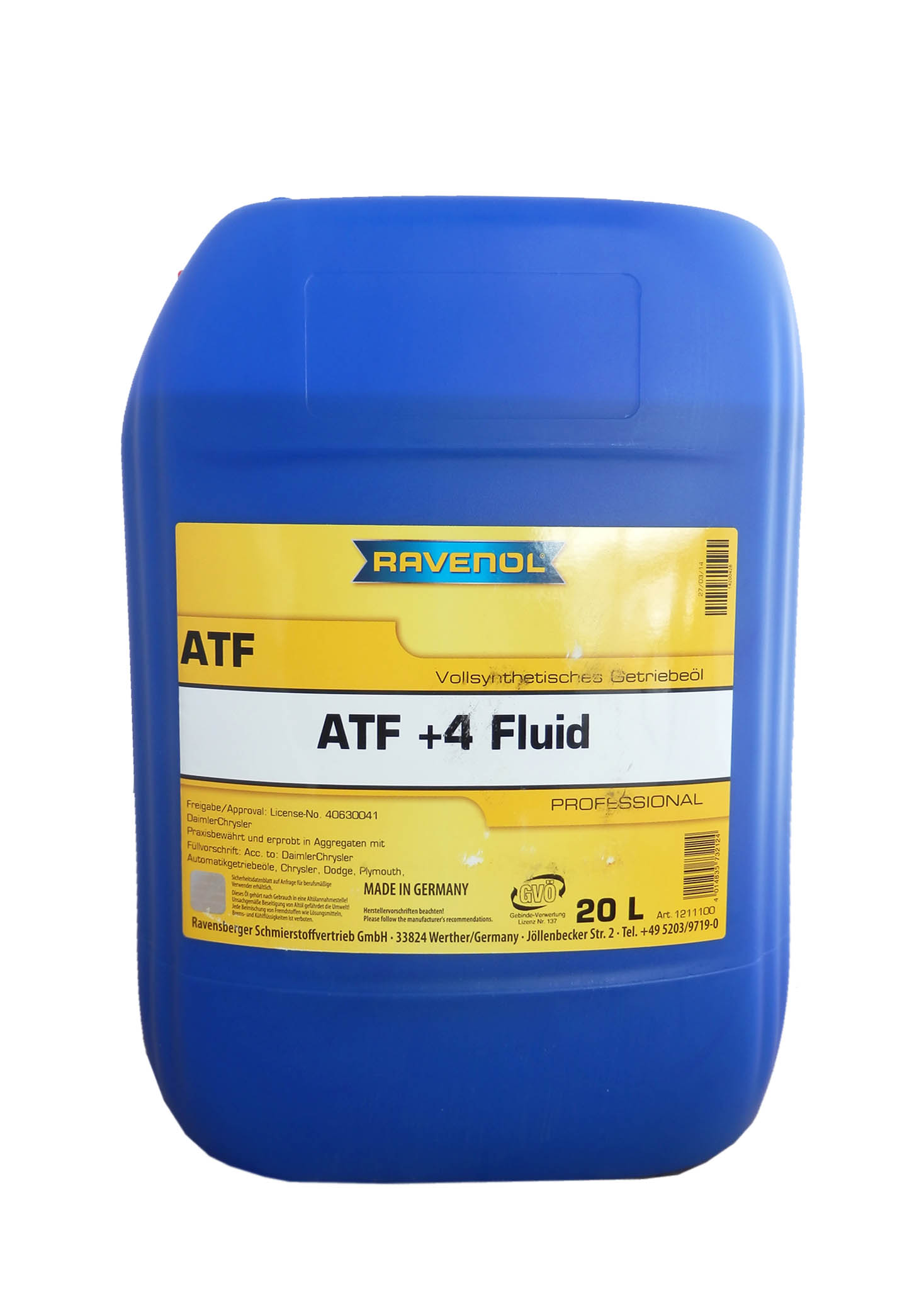 Купить Ravenol 4014835732124 Трансмиссионное масло ATF+4 Fluid (20 л) new